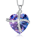 Crystal Heart Necklace | Swarovski Heart Pendant w/ Cross