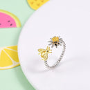 Daisy Bee Ring Sterling Silver Adjustable