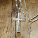 Damascus Steel Cross Necklace Mens