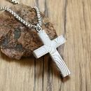 Damascus Steel Cross Necklace Mens