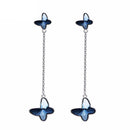 Dangle Butterfly Earrings Sterling Silver w/ Swarovski Crystals
