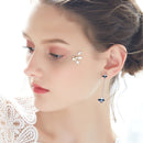 Dangle Butterfly Earrings Sterling Silver w/ Swarovski Crystals