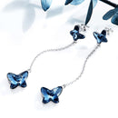 Dangle Butterfly Earrings Sterling Silver w/ Swarovski Crystals