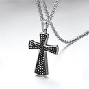 Dotted Cross Necklace Black Enamel - Silver