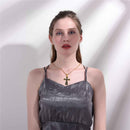 Dotted Cross Necklace Black Enamel - Gold