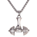 Silver Dumbell Necklace Pendant