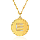 Initial Necklace | Gold Disc E Letter Pendant for Women