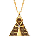 Egyptian Pyramid Ankh Necklace - Gold