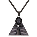 Egyptian Pyramid Ankh Necklace - Black