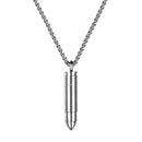 Engraved Bullet Necklace | Urn Bullet Pendant for Ashes - Silver