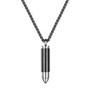 Engraved Bullet Necklace | Urn Bullet Pendant for Ashes - Black