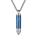 Engraved Bullet Necklace | Urn Bullet Pendant for Ashes - Blue