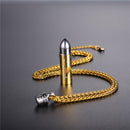Engraved Bullet Necklace | Urn Bullet Pendant for Ashes - Gold