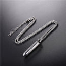 Engraved Bullet Necklace | Urn Bullet Pendant for Ashes - Silver