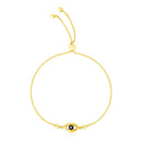 Evil Eye Bracelet 14K Gold - Adjustable, Bolo Type