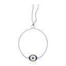 Evil Eye Bracelet Sterling Silver - Adjustable, Bolo