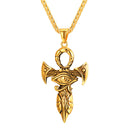 Eye of Horus Ankh Necklace - Gold