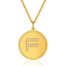 Initial Necklace | Gold Disc Letter F Pendant for Women