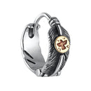 Feather Hoop Earrings for Men in Sterling Silver