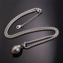 Football Necklace - Mens Football Chain Pendant Stainless Steel