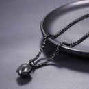 Football Necklace - Mens Football Chain Pendant Stainless Steel