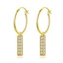 Gold Hoop Bar Earrings with Lab Diamonds