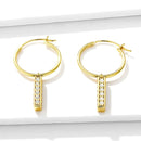 Hoop Drop Bar Earrings - Gold Sterling Silver