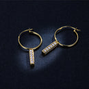 Hoop Drop Bar Earrings - Gold Sterling Silver