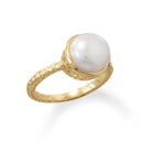 Gold Pearl Ring (Freshwater) | Sterling Silver, 14K Plated, Round