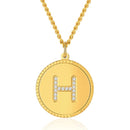 Initial Necklace | Gold Disc Letter H Pendant for Women