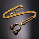 Headphone Necklace Stainless Steel Gold