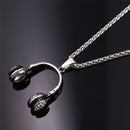 Headphone Necklace Stainless Steel Silver