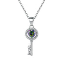 Heart Key Necklace Sterling Silver Mystic Topaz