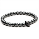 Hematite Bead Bracelet with Skull Charm