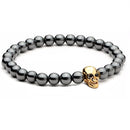 Hematite Bead Bracelet with Skull Charm