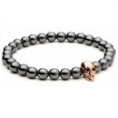 Hematite Bead Bracelet with Skull Charm