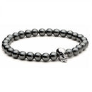 Hematite Bead Bracelet with Skull Charm