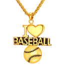 I Love Baseball Necklace - Gold Chain
