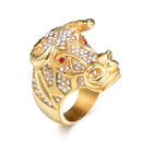 Mens Iced Out Bull Ring Bling - Gold
