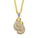 Gold Boxing Glove Necklace Iced Out