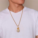 Iced Out Gold Money Bag Pendant Dollar Sign