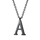 Mens Initial Letter Pendant Necklace - Black