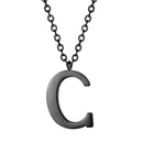 Mens Initial Letter Pendant Necklace - Black