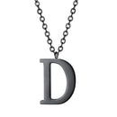 Mens Initial Letter Pendant Necklace - Black