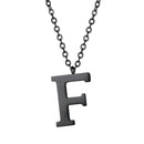 Mens Initial Letter Pendant Necklace - Black