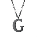 Mens Initial Letter Pendant Necklace - Black