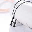 Mens Initial Letter Pendant Necklace - Black