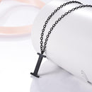 Mens Initial Letter Pendant Necklace - Black