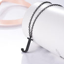 Mens Initial Letter Pendant Necklace - Black