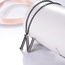Mens Initial Letter Pendant Necklace - Black